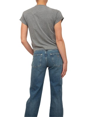 T-shirt donna Guess Jeans in cotone grigio con logo strass in DONNA