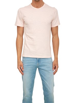 T-shirt uomo a girocollo Guess Jeans in cotone rosa in UOMO