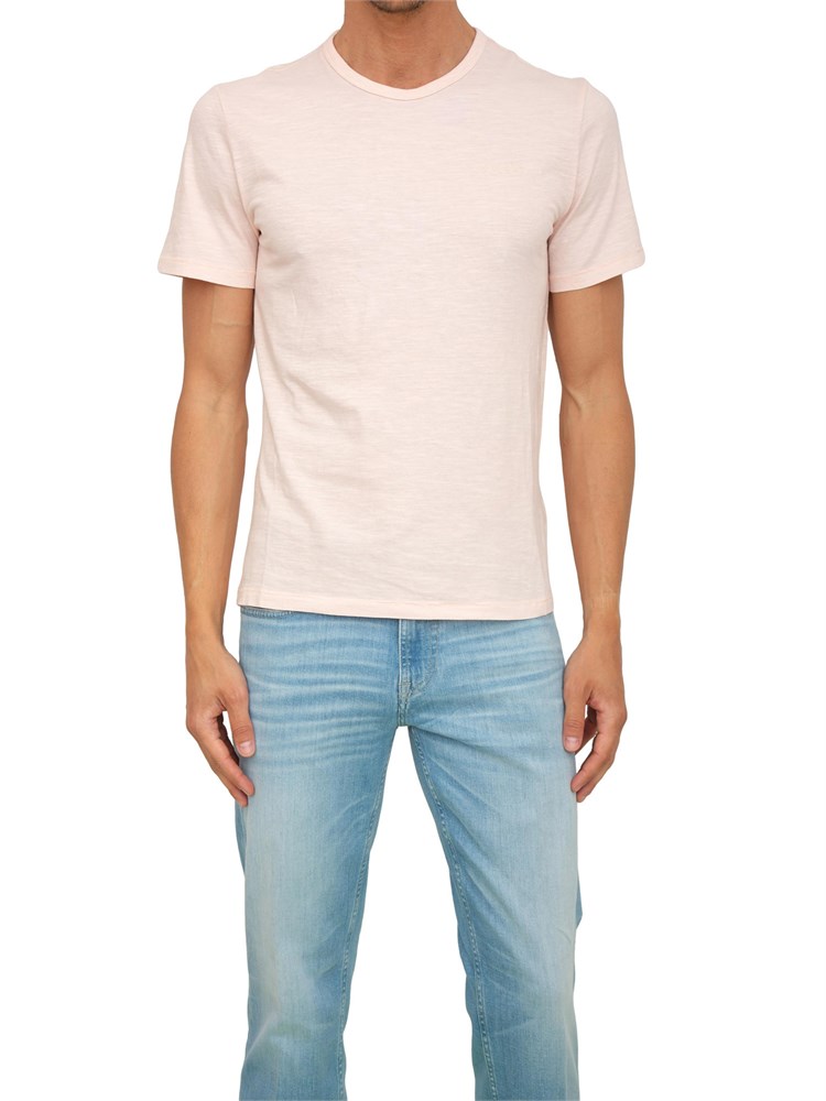 T-shirt uomo a girocollo Guess Jeans in cotone rosa