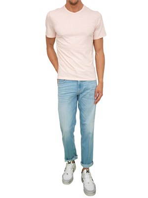 T-shirt uomo a girocollo Guess Jeans in cotone rosa in UOMO