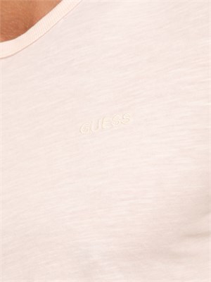 T-shirt uomo a girocollo Guess Jeans in cotone rosa in UOMO