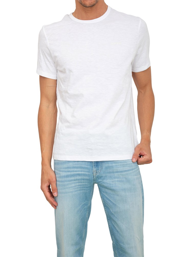 T-shirt uomo a girocollo Guess Jeans in cotone bianco