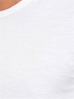 T-shirt uomo a girocollo Guess Jeans in cotone bianco in UOMO