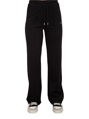 Pantaloni neri Guess Jeans donna con vita alta e gamba dritta con logo lettering in DONNA