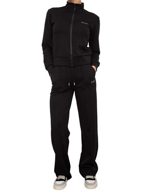Pantaloni neri Guess Jeans donna con vita alta e gamba dritta con logo lettering in DONNA