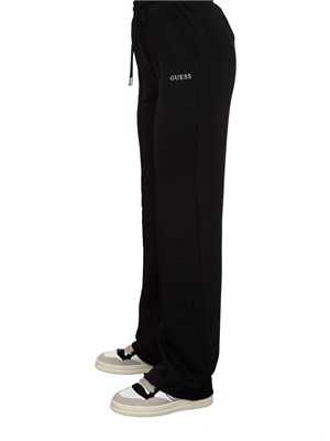 Pantaloni neri Guess Jeans donna con vita alta e gamba dritta con logo lettering in DONNA