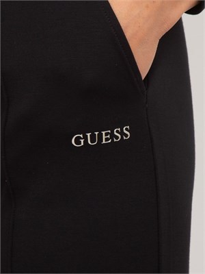 Pantaloni neri Guess Jeans donna con vita alta e gamba dritta con logo lettering in DONNA