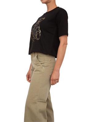 T-shirt nera Guess Jeans donna con stampa frontale orsetto in DONNA