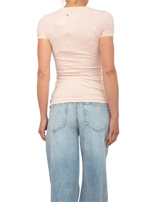 T-shirt rosa Guess Jeans donna con logo strass davanti in DONNA