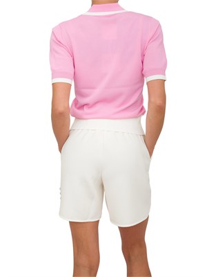 Maglia polo maniche corte Liu Jo donna in viscosa rosa con profili bianchi in DONNA