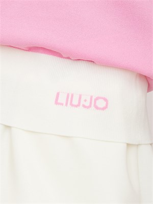 Maglia polo maniche corte Liu Jo donna in viscosa rosa con profili bianchi in DONNA