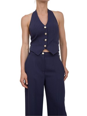Gilet donna Guess by Marciano gessato blu con scollo americana in DONNA