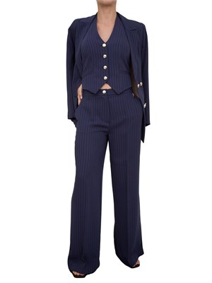 Gilet donna Guess by Marciano gessato blu con scollo americana in DONNA