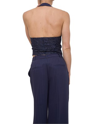 Gilet donna Guess by Marciano gessato blu con scollo americana in DONNA