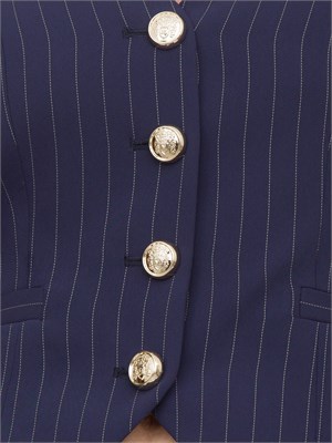 Gilet donna Guess by Marciano gessato blu con scollo americana in DONNA