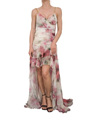 Abito lungo stampa floreale Guess by Marciano con balze corte avanti e lunghe dietro in DONNA