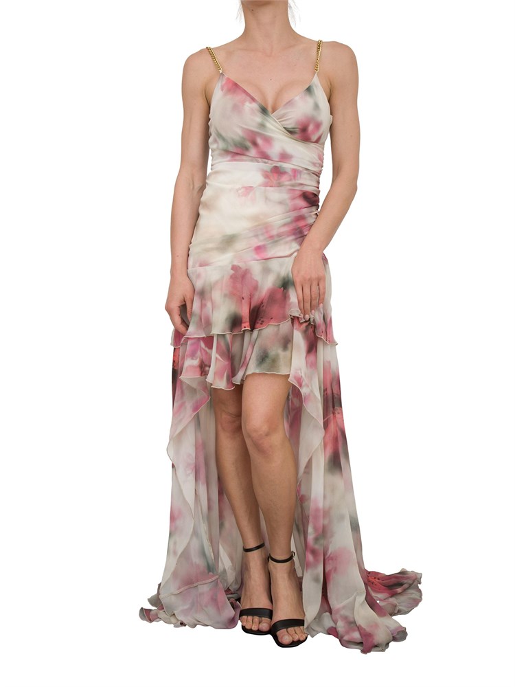 Abito lungo stampa floreale Guess by Marciano con balze corte avanti e lunghe dietro