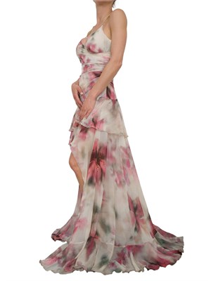 Abito lungo stampa floreale Guess by Marciano con balze corte avanti e lunghe dietro in DONNA
