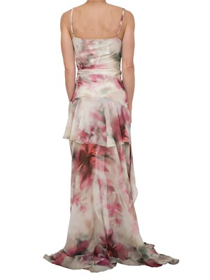 Abito lungo stampa floreale Guess by Marciano con balze corte avanti e lunghe dietro in DONNA