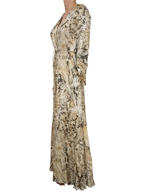 Abito lungo Guess by Marciano con stampa animalier e chiusura con bottoni oro in DONNA