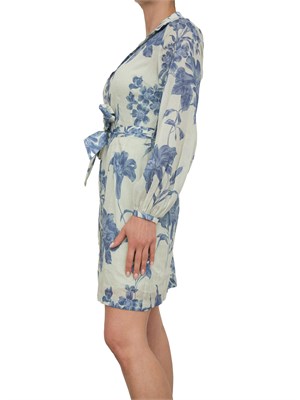 Abito verde chemisier Guess Jeans con stampa floreale blu all over in DONNA