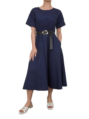 Abito midi Kocca in cotone blu con cintura in vita in DONNA