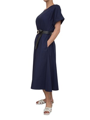 Abito midi Kocca in cotone blu con cintura in vita in DONNA