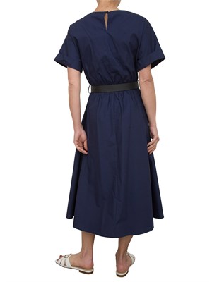 Abito midi Kocca in cotone blu con cintura in vita in DONNA