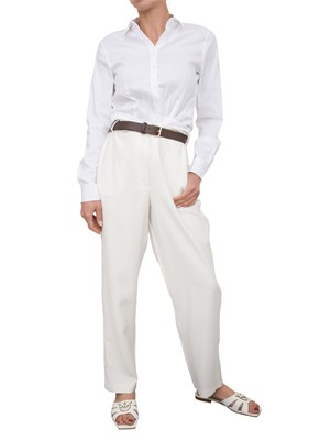 Pantalone bianco Kocca con tasche alla francese e cintura in vita in DONNA