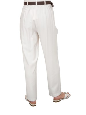Pantalone bianco Kocca con tasche alla francese e cintura in vita in DONNA