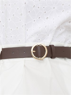 Abito corto Kocca in cotone bianco con pizzo sangallo sopra, fiore, cintura in vita in DONNA