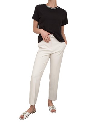 T-shirt nera Kocca con doppio dettaglio in strass sul collo in DONNA