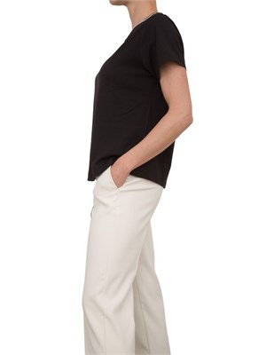 T-shirt nera Kocca con doppio dettaglio in strass sul collo in DONNA