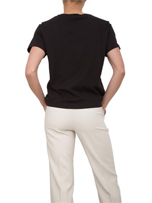 T-shirt nera Kocca con doppio dettaglio in strass sul collo in DONNA