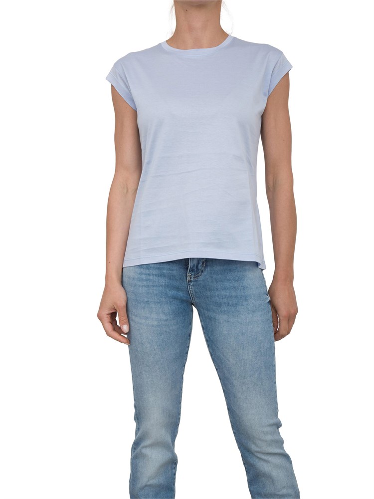 T-shirt azzurra Kocca con taglio dritto e manica leggermente scesa