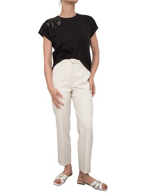 T-shirt nera Kocca con applicazioni strass sulla spalla in DONNA