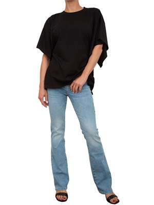 T-shirt nera Blugirl con pizzo e laccetto in vita in DONNA