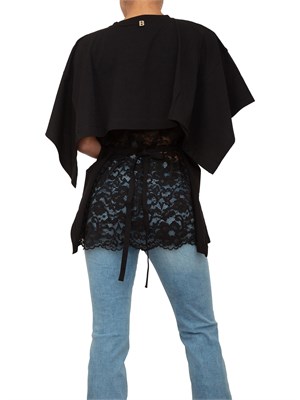 T-shirt nera Blugirl con pizzo e laccetto in vita in DONNA