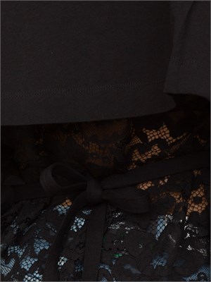 T-shirt nera Blugirl con pizzo e laccetto in vita in DONNA