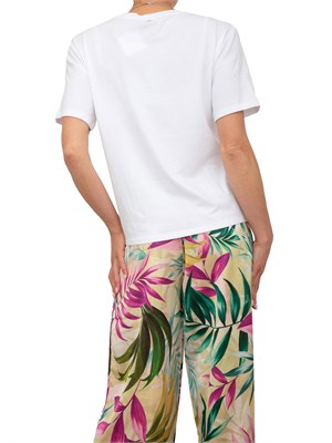 T-shirt Blugirl in cotone bianco con collana di cristalli a frange in DONNA