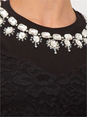 Completo donna Blugirl abito in pizzo nero e top bianco con ricamo gioielli in DONNA