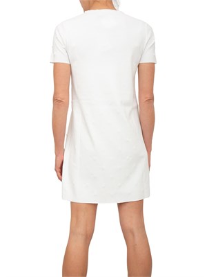 Abito corto Blugirl in maglia bianca con ricamo rose e corallini in DONNA