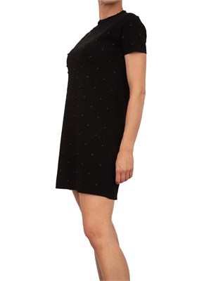 Abito corto Blugirl in maglia nera con ricamo rose e corallini in DONNA