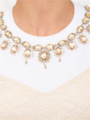 Completo donna Blugirl abito in pizzo beige e top bianco con ricamo gioielli in DONNA