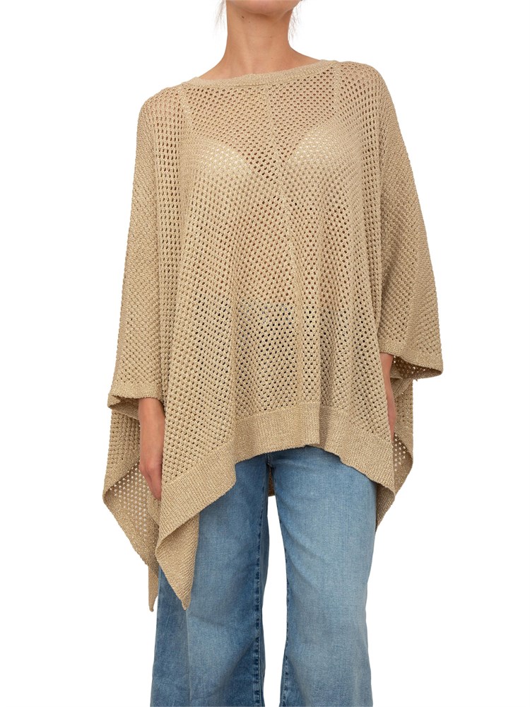 Poncho oro Blugirl in maglia lurex a rete