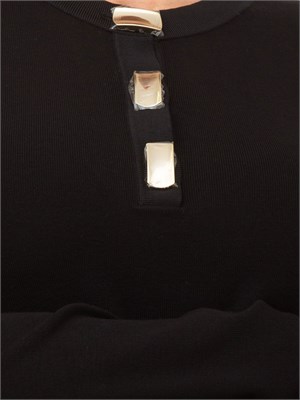 Abito corto Blugirl in maglia nera con bottoni gioiello in DONNA