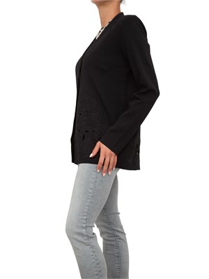 Giacca blazer Blugirl in maglia nera con ricamo a rose in DONNA