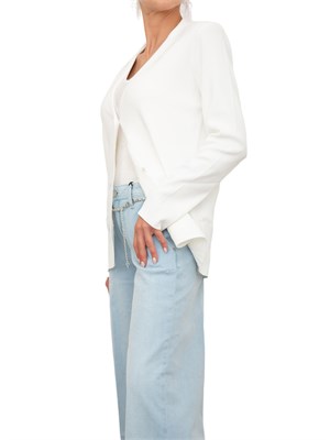 Giacca blazer Blugirl in maglia bianca con ricamo a rose in DONNA