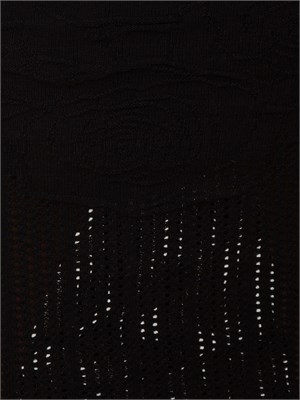 Abito midi nero Blugirl in maglina punzonata e fantasia floreale smerlata in DONNA