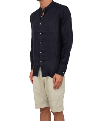 Camicia coreana Liu-jo blu in lino in UOMO